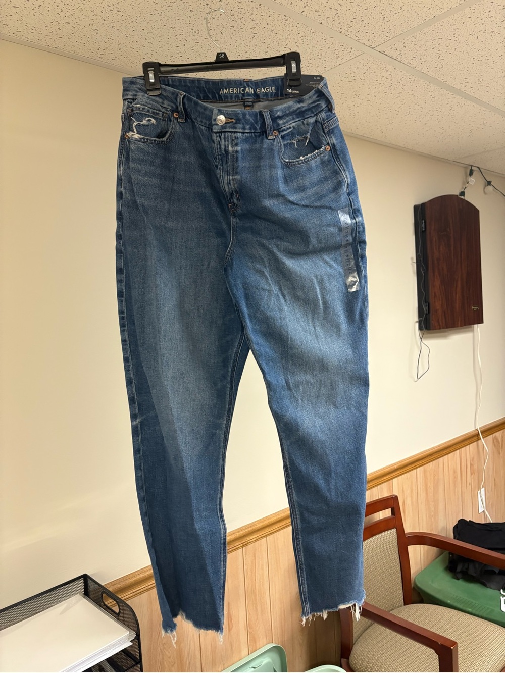 American Eagle Outfitters Blue Distressed High-Rise Jeans
